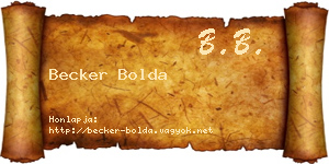Becker Bolda névjegykártya